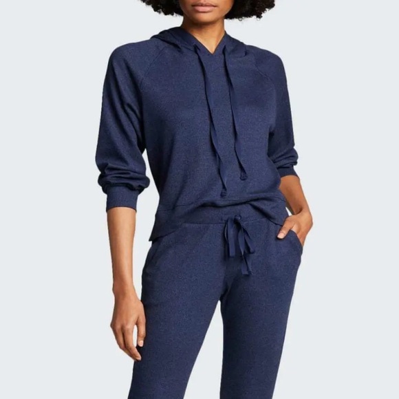 Terez Tops - NWT Terez Waffle Knit‎ Long Sleeve Navy Blue Pullover Hoodie XL